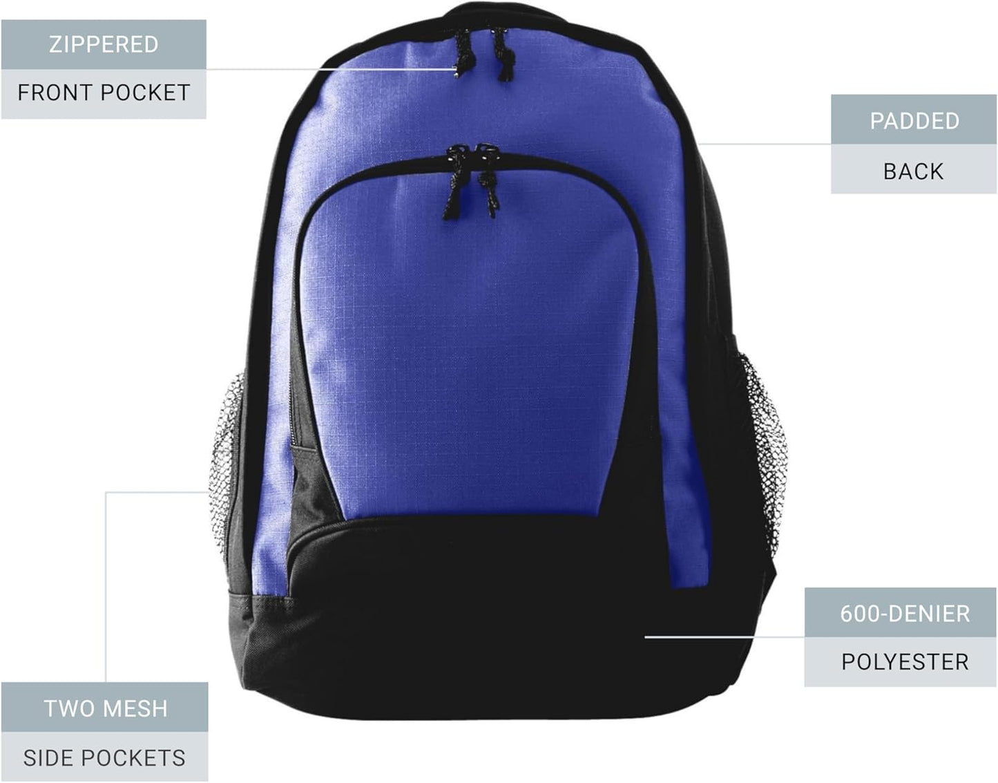 Augusta Sportswear Ripstop Backpack, One Size, Black/Black
