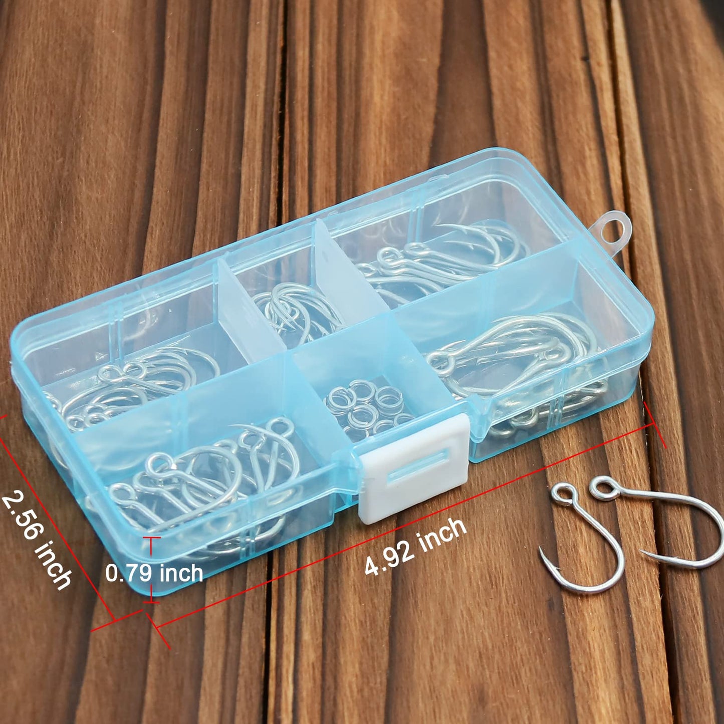 FishTrip 50pcs Inline Fishing Hooks for Treble Hook Replacement, in-Line Single Forged Eyed Hooks with Split Rings for Lures Plugs Saltwater Freshwater