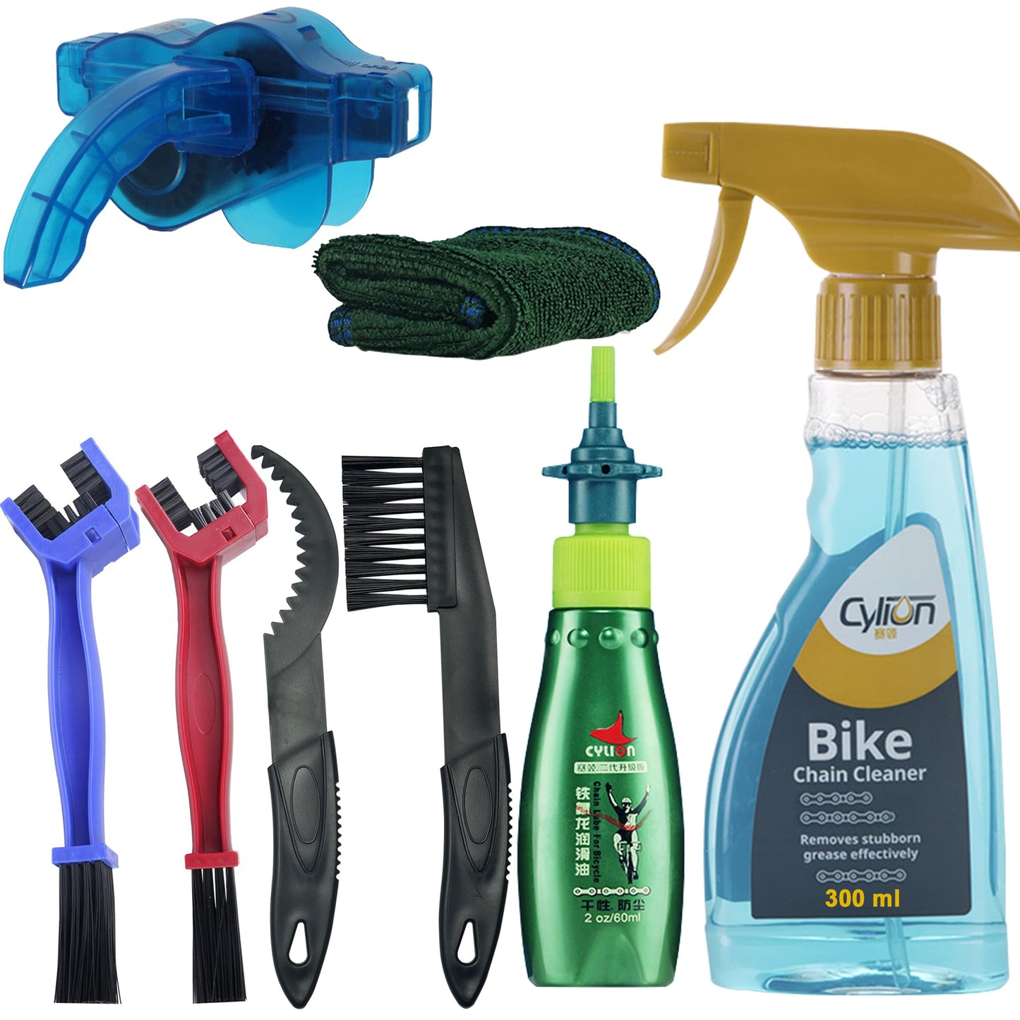 JXINLODGEG Bike Chain Cleaner Kit Including Chain Oil Lubricant, Bike Cleaner Brush Tool, Bicycle Chain Cleaning Agent,Chain Lube for Mountain/MT/Road/BMX Bike