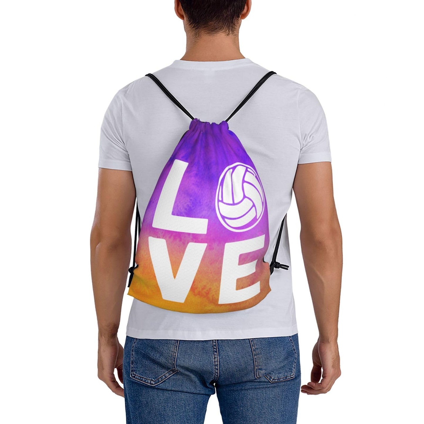 AIMASTZ Love Volleyball Unisex Drawstring Backpack Bag Sport Gym Swim Travel Sackpack