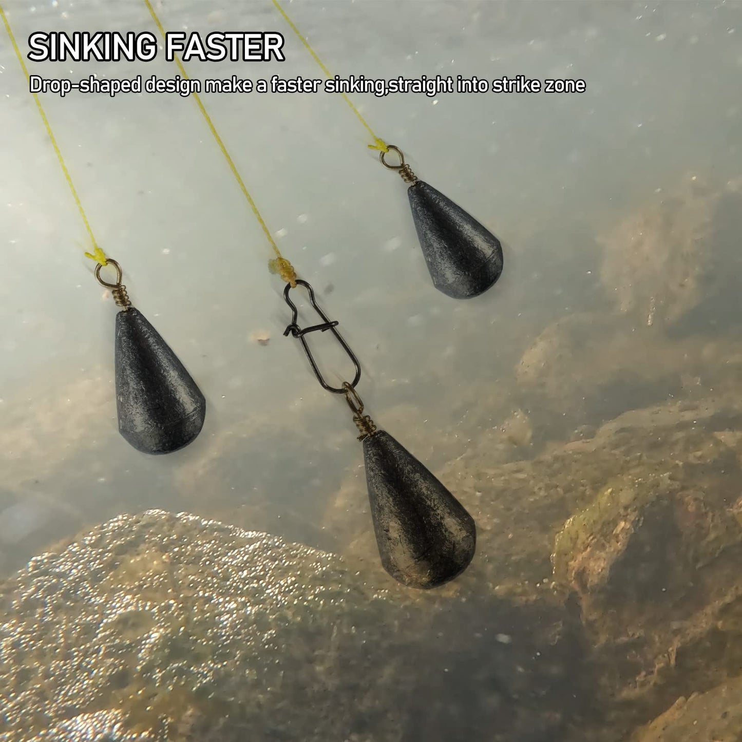 Dr.Fish 30 Pack Bass Casting Sinker Bell Fishing Lead Weights Drop Shot Weights Freshwater Tear Drop Sinkers 1oz