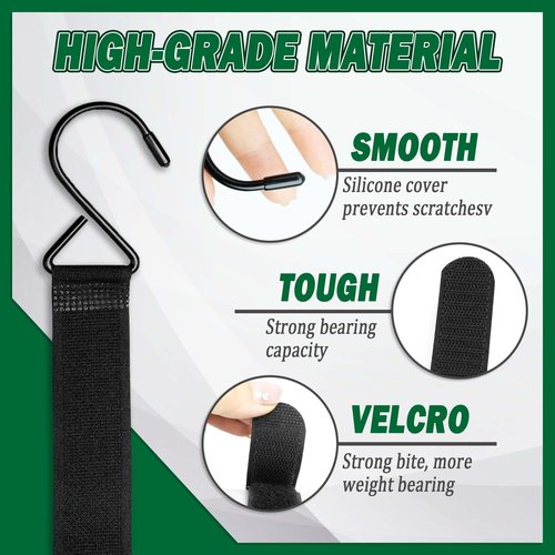 HZCGJMY 10Pcs Outdoor Hunting Tent Hanging Hooks Black Hunting Shelter Hooks Multi Functional Metal Hooks with Straps Adjustable Velcro Hooks for Outdoor Hunting Camping Hiking Ice Fishing