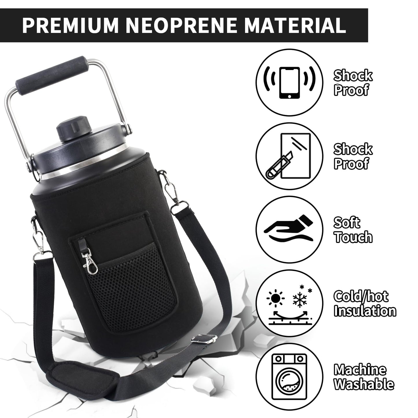 1 Gallon Jug Holder Compatible with Yeti/RTIC One Gallon Jugs, Carrier/Pouch Sleeve for Outdoor Camping, Hiking,Gym