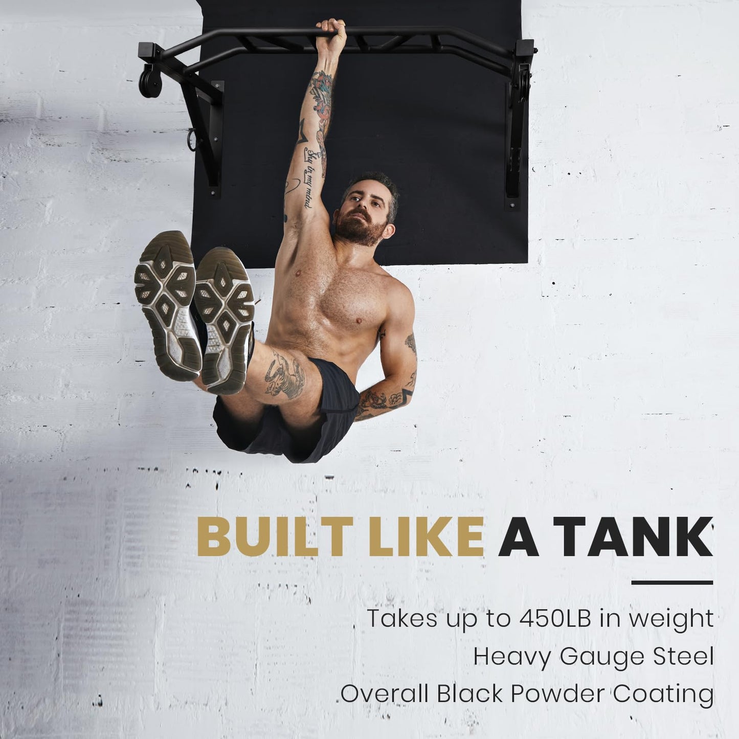 LIONSCOOL Multifunctional Wall Mounted Pull Up Bar with Pulley System (48" APART)