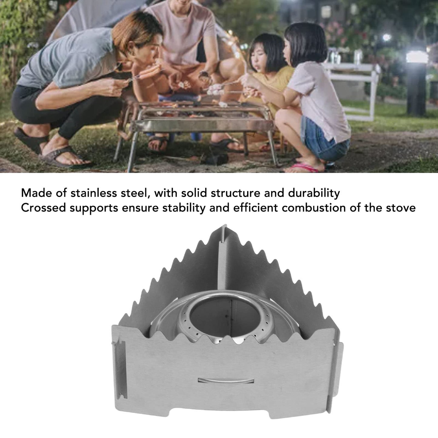 Outdoor Portable Camping Stove, Stainless Steel Pocket Alcohol Stove Mini Backpacking Stove for Camping Hiking Backpacking BBQ Gift (B)