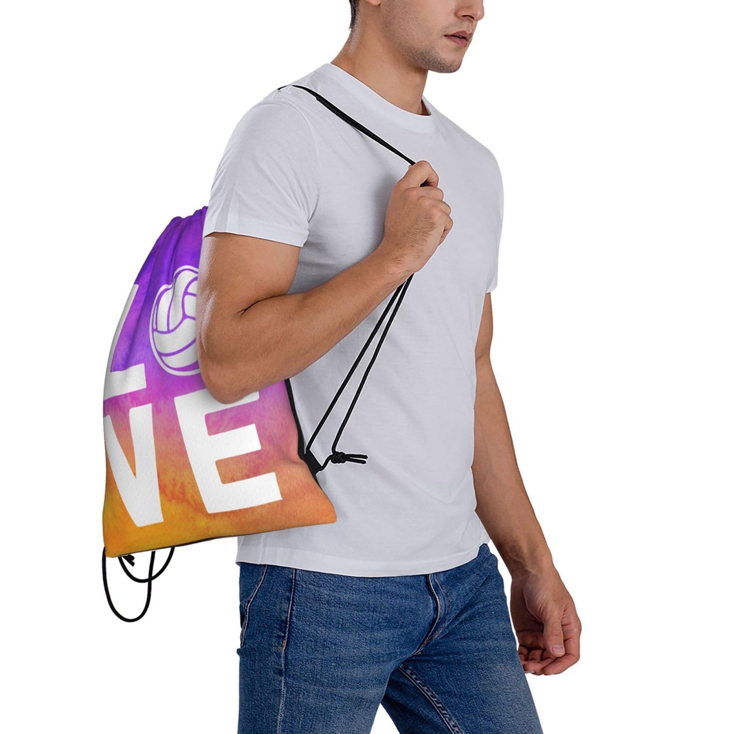 AIMASTZ Love Volleyball Unisex Drawstring Backpack Bag Sport Gym Swim Travel Sackpack