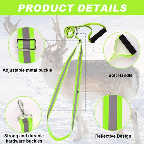 NQEUEPN Deer Drag Rope, Heavy Duty Reflective Deer Drag and Harness with Adjustable Shoulder Strap Deer Drag Strap Deer Hunting Accessories for Outdoor Hunting Quick Moving (Green)