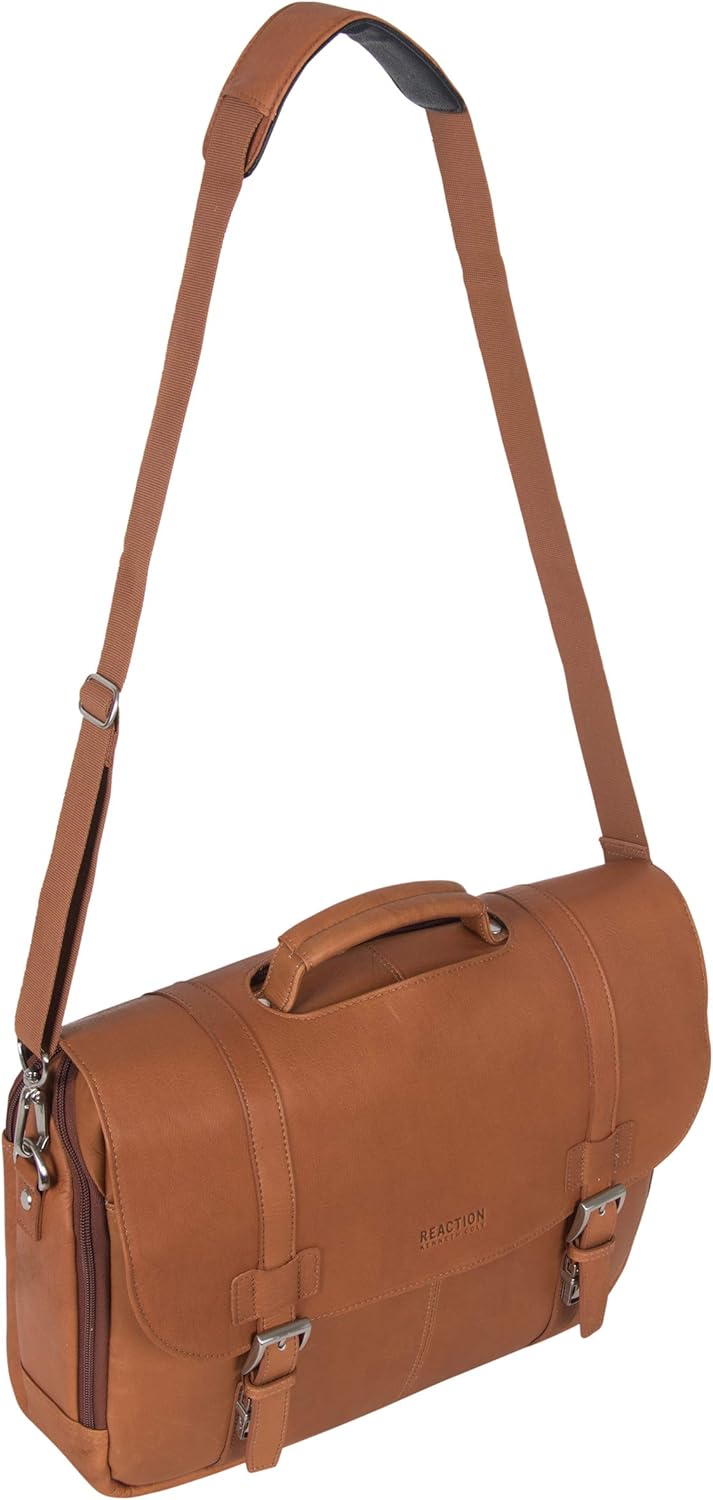 Kenneth Cole REACTION Show Business 16" Colombian Leather Business Laptop Portfolio Messenger Bag