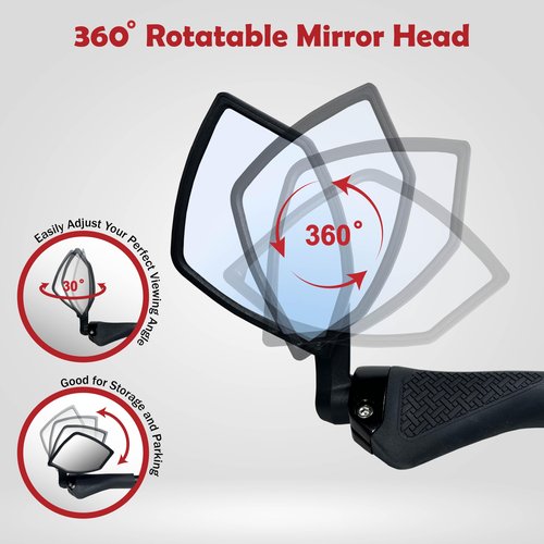 Hafny 2025 Bar End Bike Mirror, HD Glass Lens, Ajustable & Rotatable Safe Rearview Bicycle Mirror, Blast-Resistant, HF-6003-FR054 (Blue Glass (Left + Right) Pair)