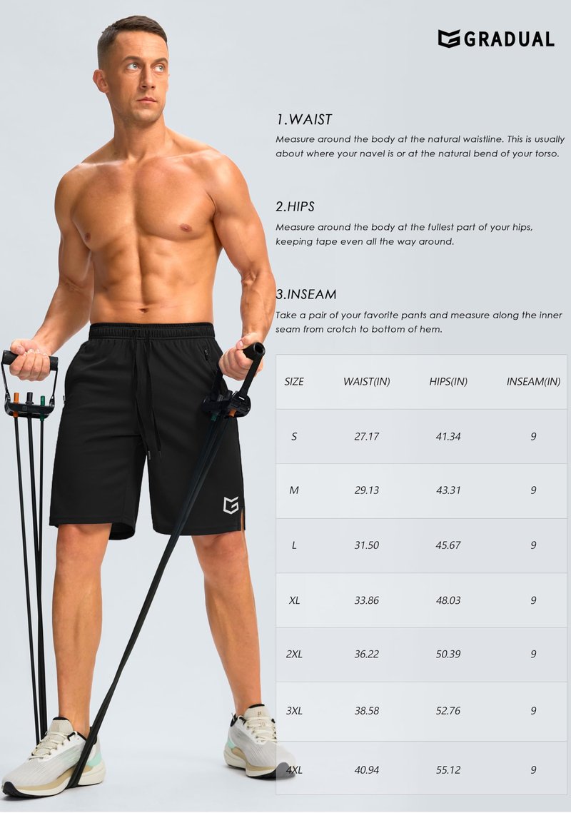 G Gradual Men's Gym Shorts with Zipper Pockets 9" Athletic Basketball Mesh Shorts for Men Workout Quick Dry Lightweight(White,L)
