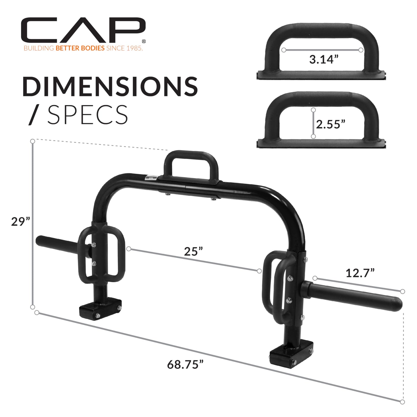 CAP Barbell Deluxe Open Trap Bar, Hex Bar, Shrug Bar, Deadlift Bar for Olympic and Standard Plates - Black