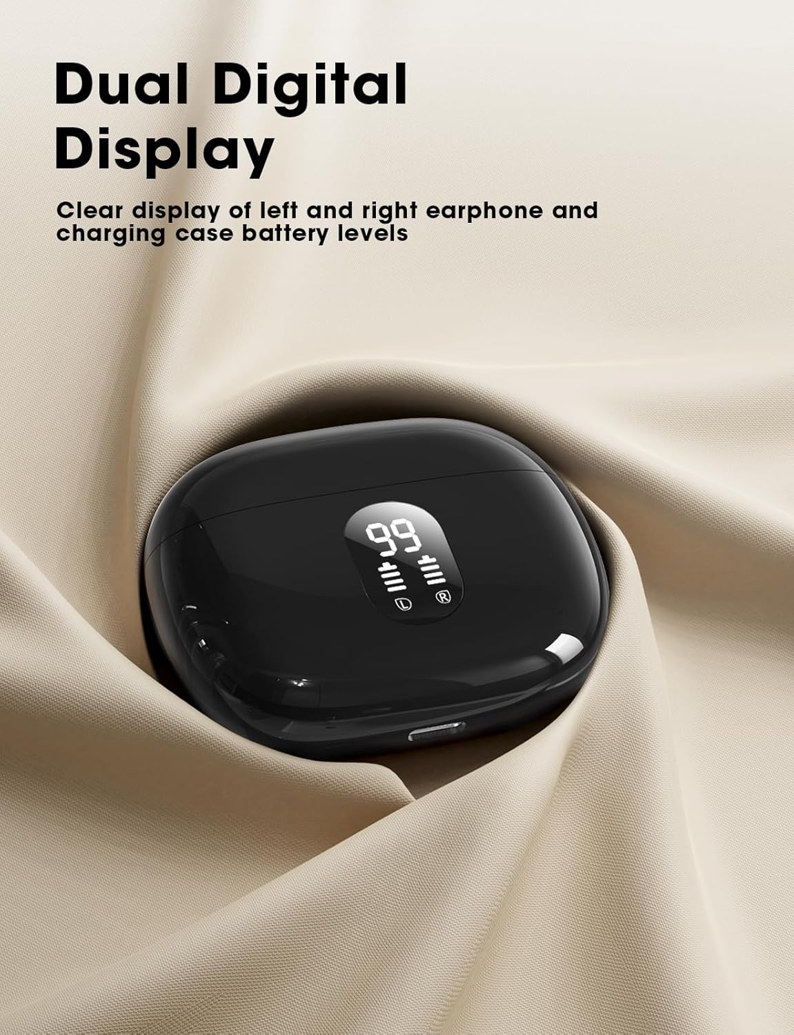 ZZU Wireless Earbuds, Bluetooth Ear Buds with Big Bass Stereo Sound, 48 Hours Playtime, Lightweight in-Ear Fit Earphones, IPX7, Hands-Free Calls with AI for iPhone, Android, Pad, Sports, Workout