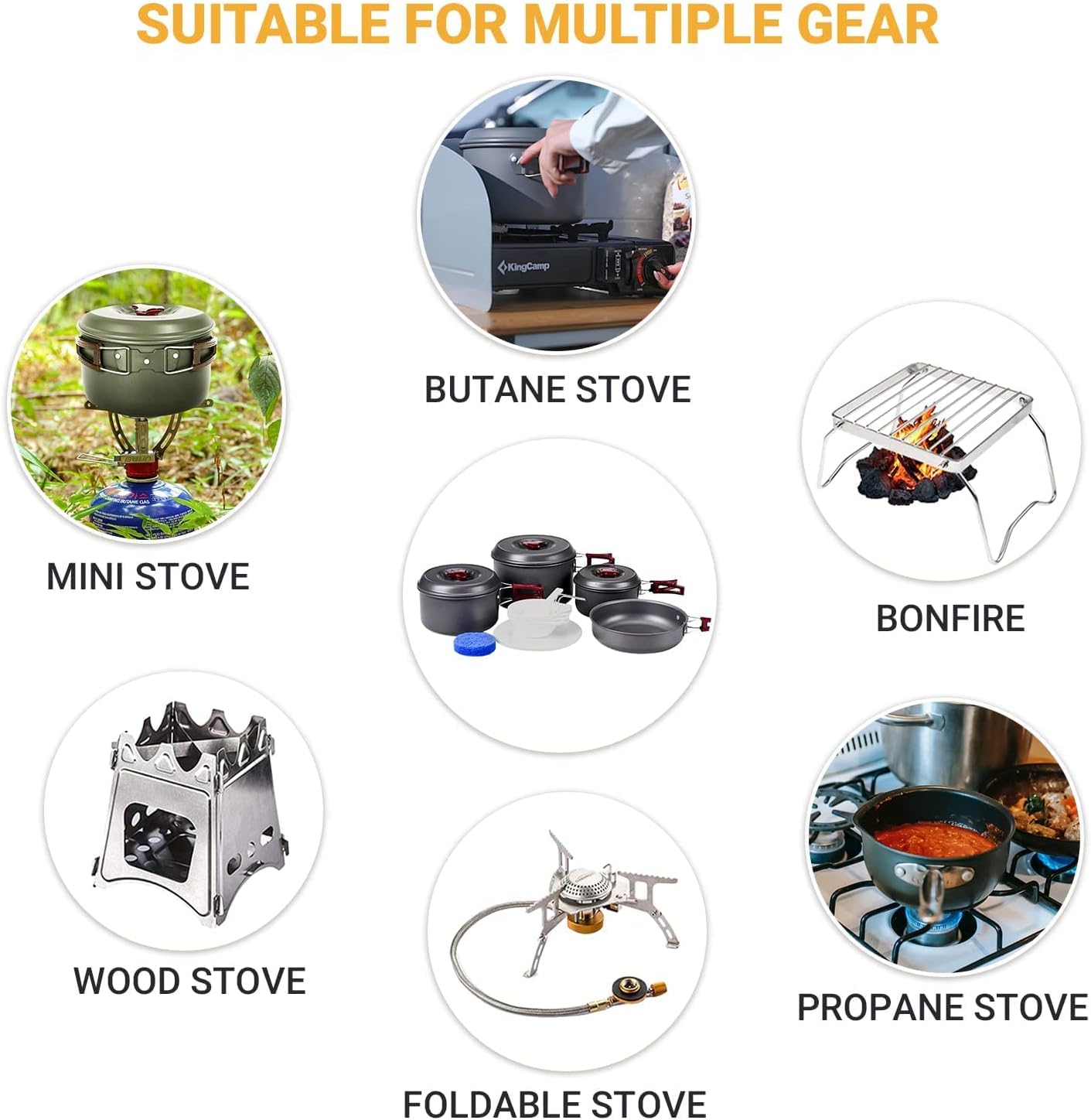 KingCamp 7/9/18Pcs Camping Cookware Mess Kit Camping Cooking Set Non-Stick Hard-Anodized Aluminum Camping Gear Camping Pots and Pans Set with Tableware for Outdoor Backpacking Hiking Picnic Backyard