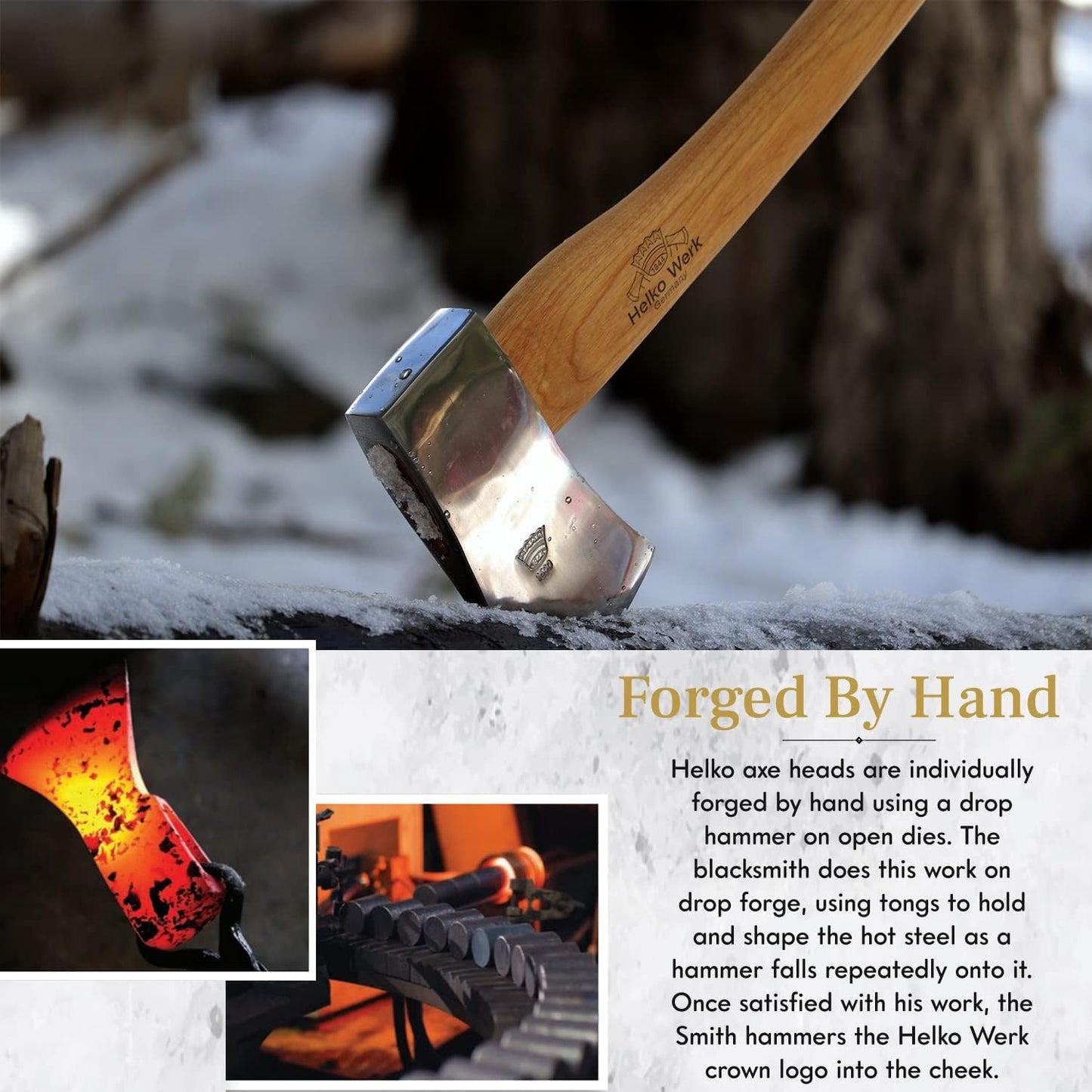 1844 Helko Werk Germany Classic Journeyman Pack Axe - Made in Germany Lightweight and Compact Backpacking Axe and Bushcraft Axe for Camping - Head 1.5 lbs, Handle 20 in. (Journeyman) #11441