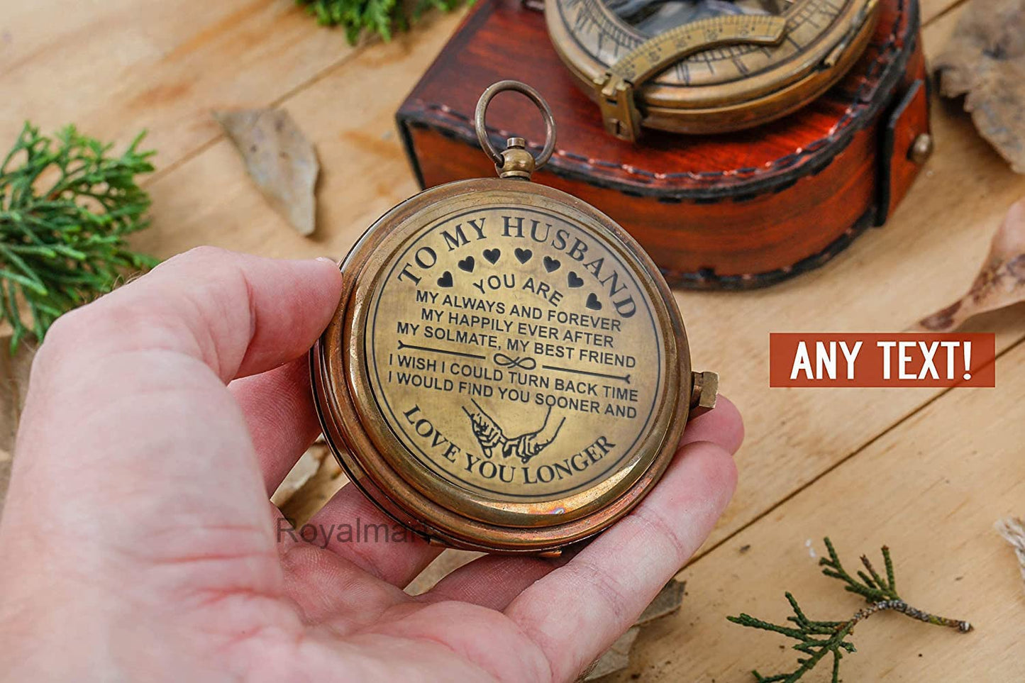 Royalmart Compass to My Husband Compass Wedding Gift for Him Long Distance Boyfriend Gift Fiance Gift Inspirational Gift for Men