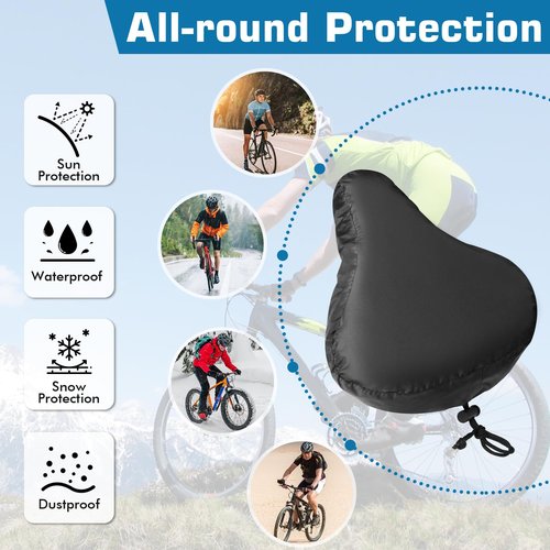 Zacro Bike Seat Cover - Waterproof Rain & Dust Protector, 2 Pcs Washable Bike Seat Cushion for Women/Men City/Mountain