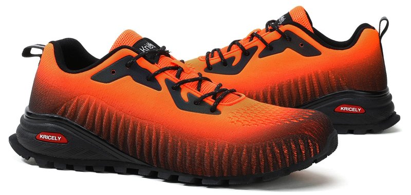 Kricely Men's Trail Running Shoes Fashion Hiking Sneakers Tennis Cross Training Shoe Outdoor Snearker Casual Workout Footwear(Orange 10.5)