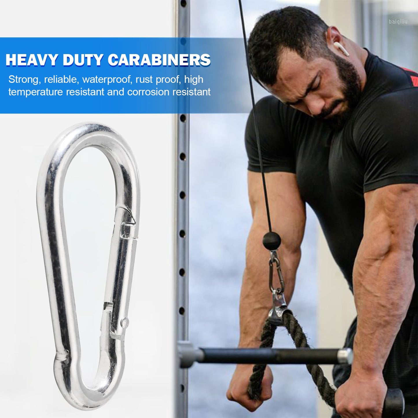 3.1 Inch M8 Stainless Steel Spring Snap Hook, Holds to 396lb/180kg (Max) for Bowflex Home Gym Accessories 304 Stainless Steel Metal Clip Silver 6- Pcs