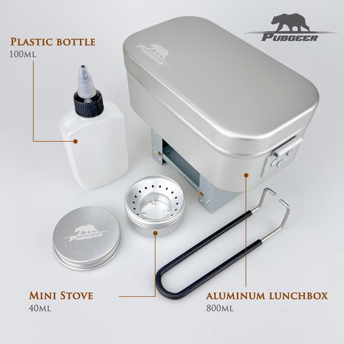 Pubgeer Portable Bushcraft Cooking Gear, Survival Cooking Kit, Canteen Cook Set, Wild Survival Equipment, Portable Cookware, Campfire Cooking Mess kit, Self Reliance, Solo Camping Cooking Kit