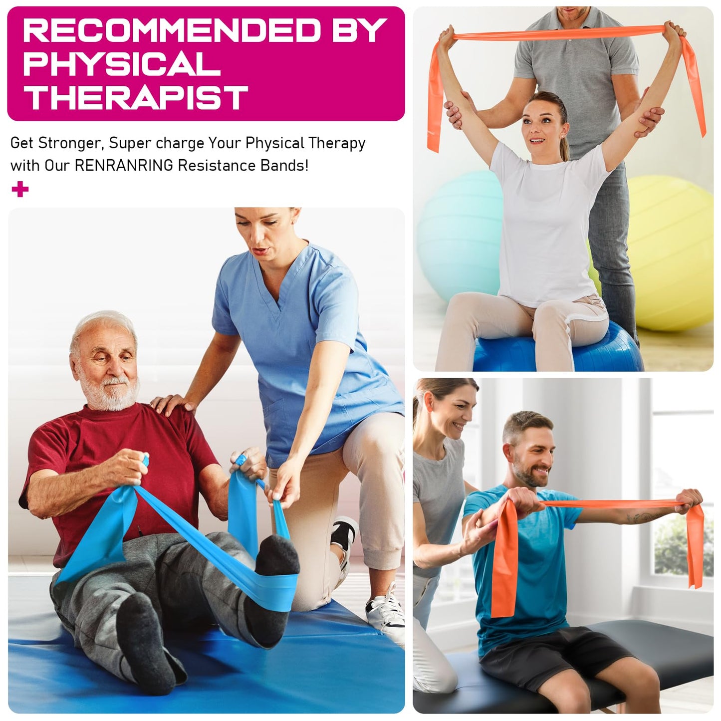 150lbs Resistance Bands for Working Out, 5.9ft Exercise Bands for Physical Therapy, Stretch, Recovery, Pilates, Rehab, Strength Training and Yoga Starter Set