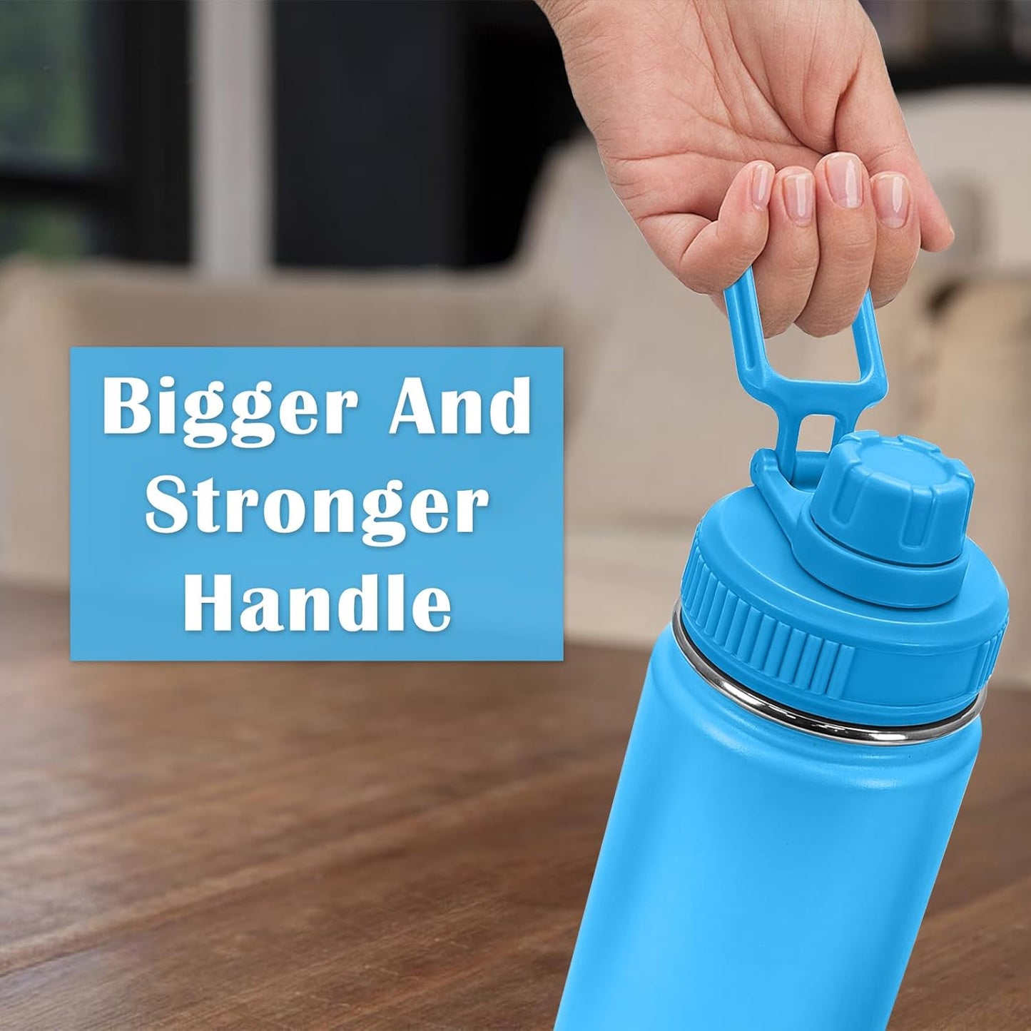 Hydro Flask Wide Mouth Spout Lids | 2-Pack Replacement | Easy Carry (Black & Sky Blue)