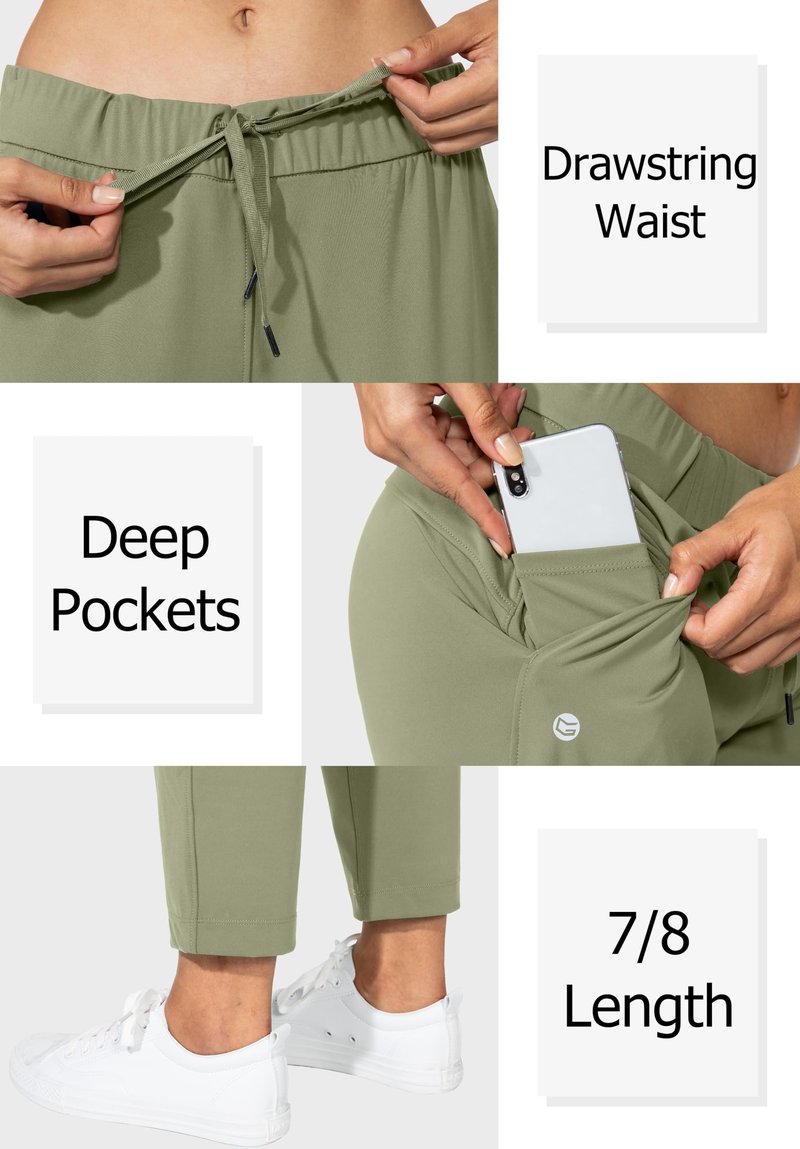 G Gradual Women's Pants with Deep Pockets 7/8 Stretch Sweatpants for Women Athletic, Golf, Lounge, Work (Matcha Green, Large)