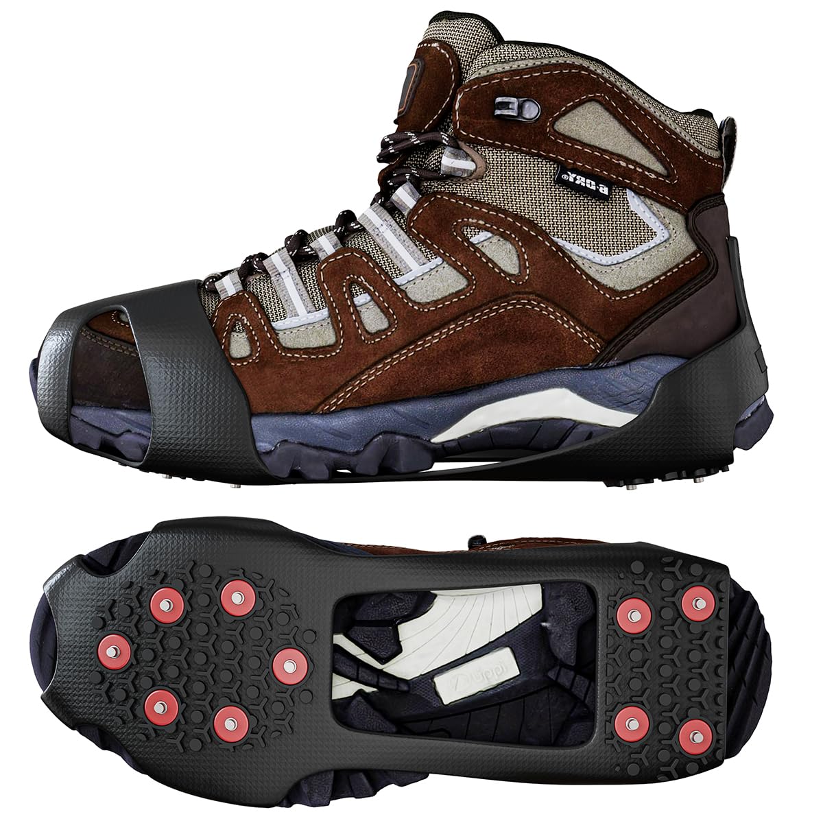 GT20 Light Ice Snow Grips Cleat Crampons Over Shoe/Boot Traction Cleat Slip-on Stretch Footwear (Balck, X-Large)