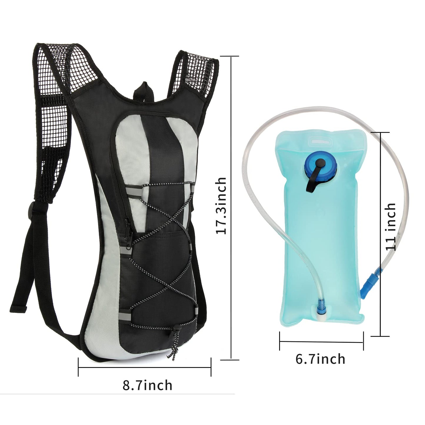 Hydration Pack Backpack, Insulated Water Backpack with 2L Bladder, Suitable for Hiking, Cycling, Running, Camping, Rock Climbing and Other Outdoor Activities (Black)