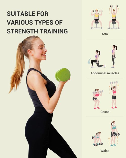 Dumbbell Hand Weight Set of 2 Exercise Fitness Neoprene Dumbbells Sets Options for Home Gym Equipment Non-Slip Hex Hand Weights Set Free Weights for Women Men - Green 10LB