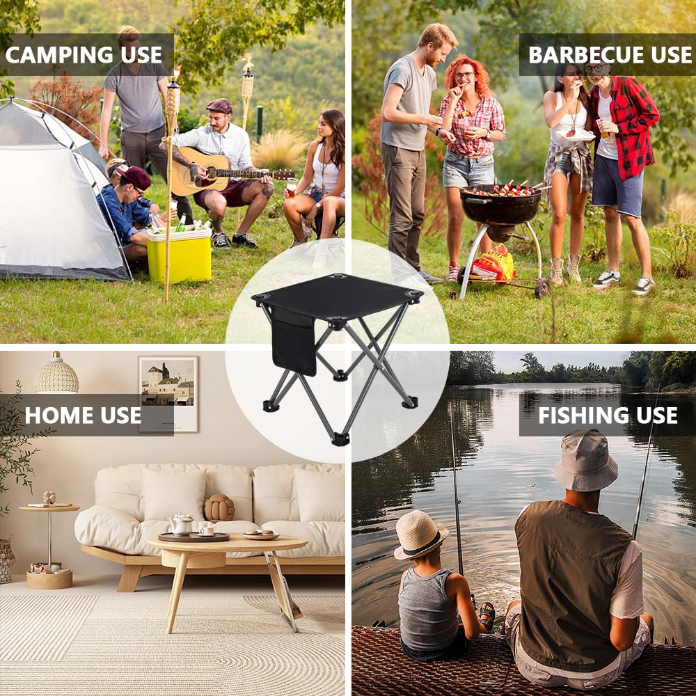 Airsnigi 3 Pack Camping Stool, Camping Foot Stools Portable Folding Camp Stool with Storage Bag, Folding Stool Suitable for Fishing, Beach, Picnic,Outdoor - Black