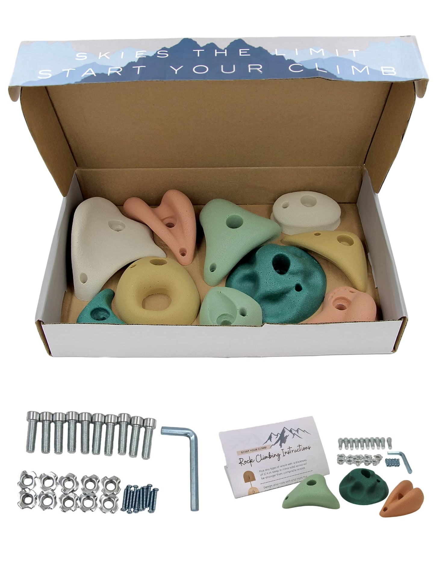Everett & Avery Co. Premium Rock Climbing Holds - Rock Climbing Wall for Kids Inside - Rock Wall Climbing Holds Kids - Indoor Rock Climbing Wall for Kids (Earth Tones)