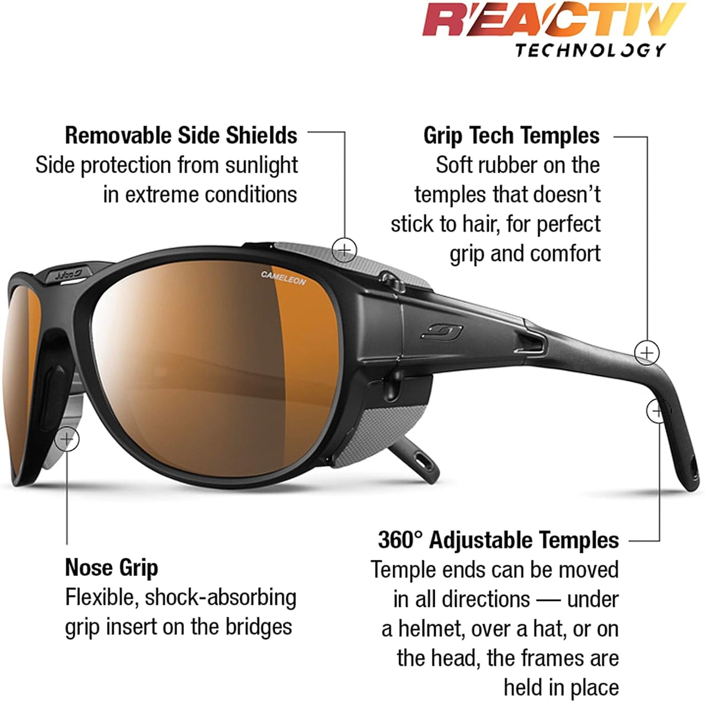 Julbo Explorer 2 Glacier Sunglasses for Men & Women w/Removable Side Shields for Hiking, Ski, Lifestyle - 100% UV Protection