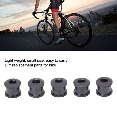 Single Chainring Bolts, Alloy Chain Ring Bolts Durable Protection Light Weight 5 Pcs for Mountain Bike(Black)