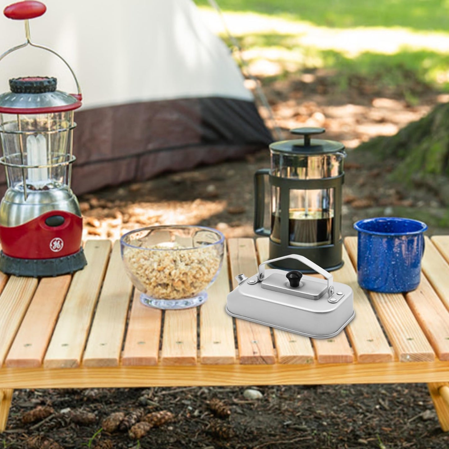 0.3L Outdoor Camp Kettle, Portable Camping Kettles for Boiling Water Anodized Aluminum Campfire Kettle Camping Tea Kettle for Open Fire Camping Hiking Backpacking
