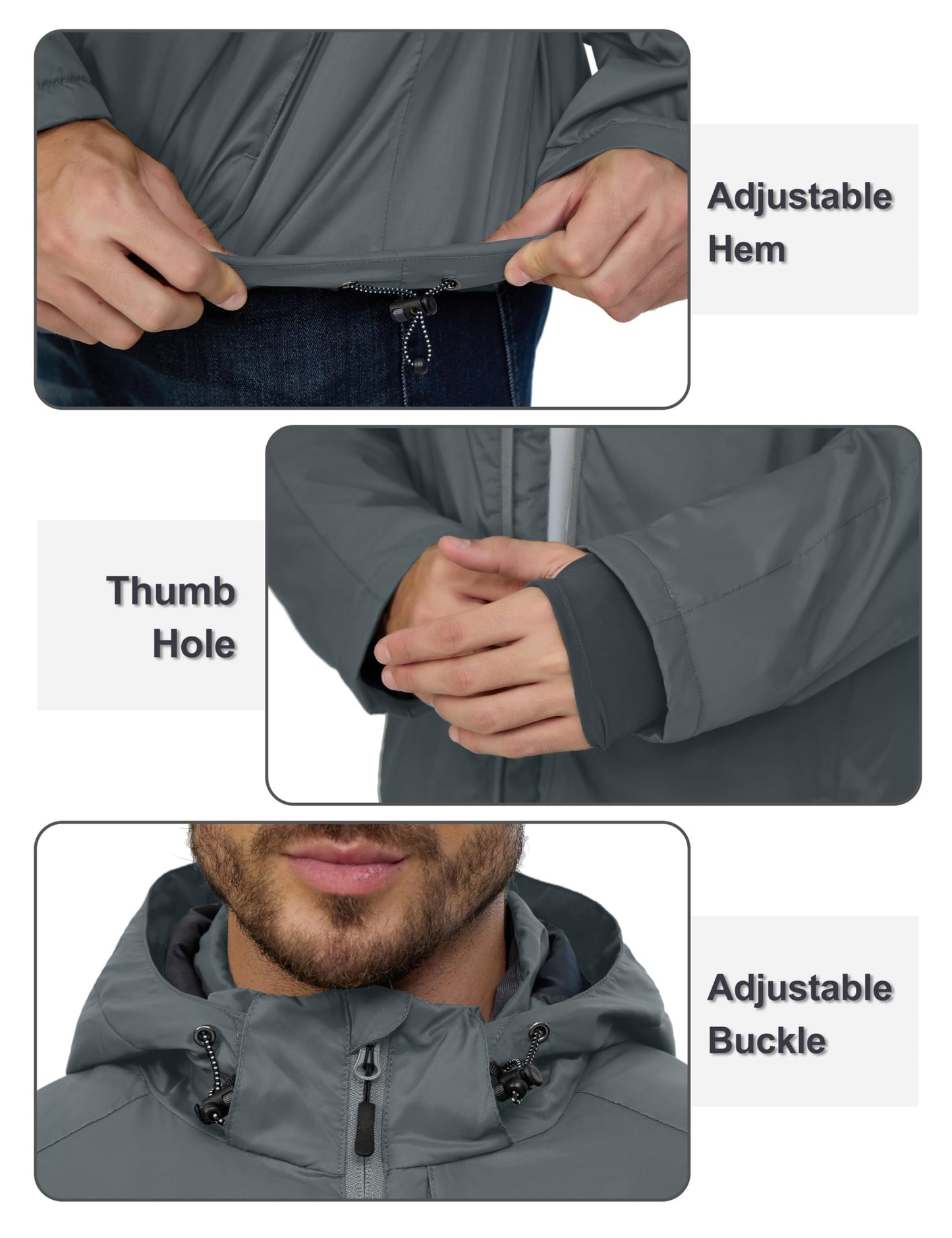 Little Donkey Andy Men's Winter Heat Reflective Jackets Water-Resistant Detachable hooded Insulated Thermal Ski Snow Coat Gray XL
