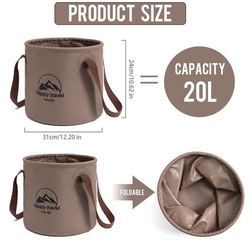 aiGear Collapsible Bucket 5.3 Gallon Portable Camping Outdoor Buckets Water Container Basin Foldable for Camping Hiking Travel Foot Soaking Fishing (CB20GN)