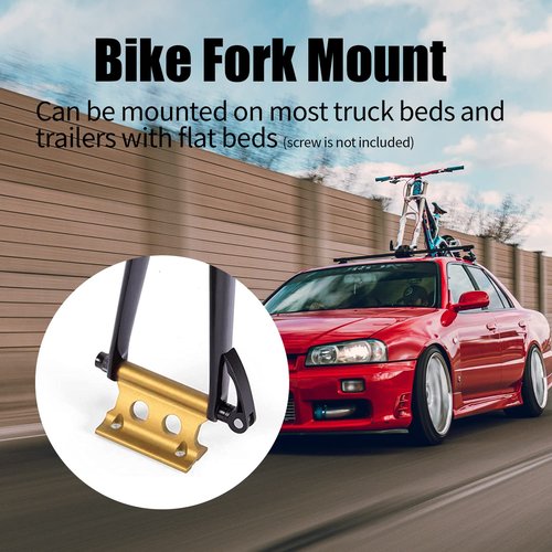 Sutekus Bike Fork Mount Universal Quick Release Fork Block Mounts Bicycle Car Roof Mount Rack for Truck Trailer Vans Vehicles (Gold)
