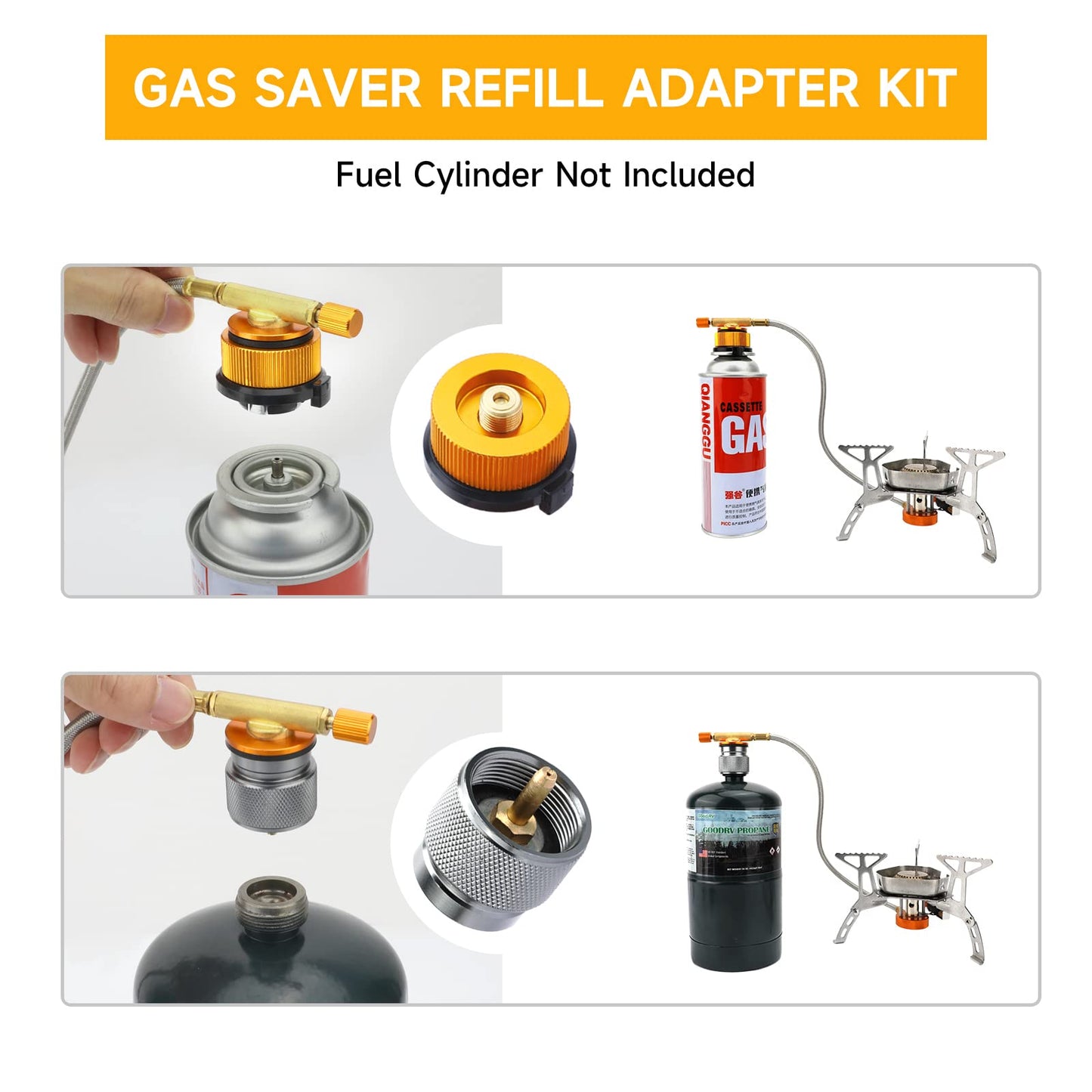 SAN LIKE 2pcs Camping Stove Adapter Butane Canister Adapter EN417 Lindal Valve Canister Shifter Propane Adapter Isobutane Fuel Canister with Exhaust Air Pressure Button