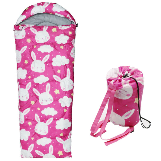 Kids Sleeping Bags - Camping Sleeping Bags with Carry Bag - Compact Sleeping Bag for Hiking, Backpacking 3 Season Warm & Cool Weather, Lightweight Waterproof Outdoor Travel for Boys Girls (Pink)