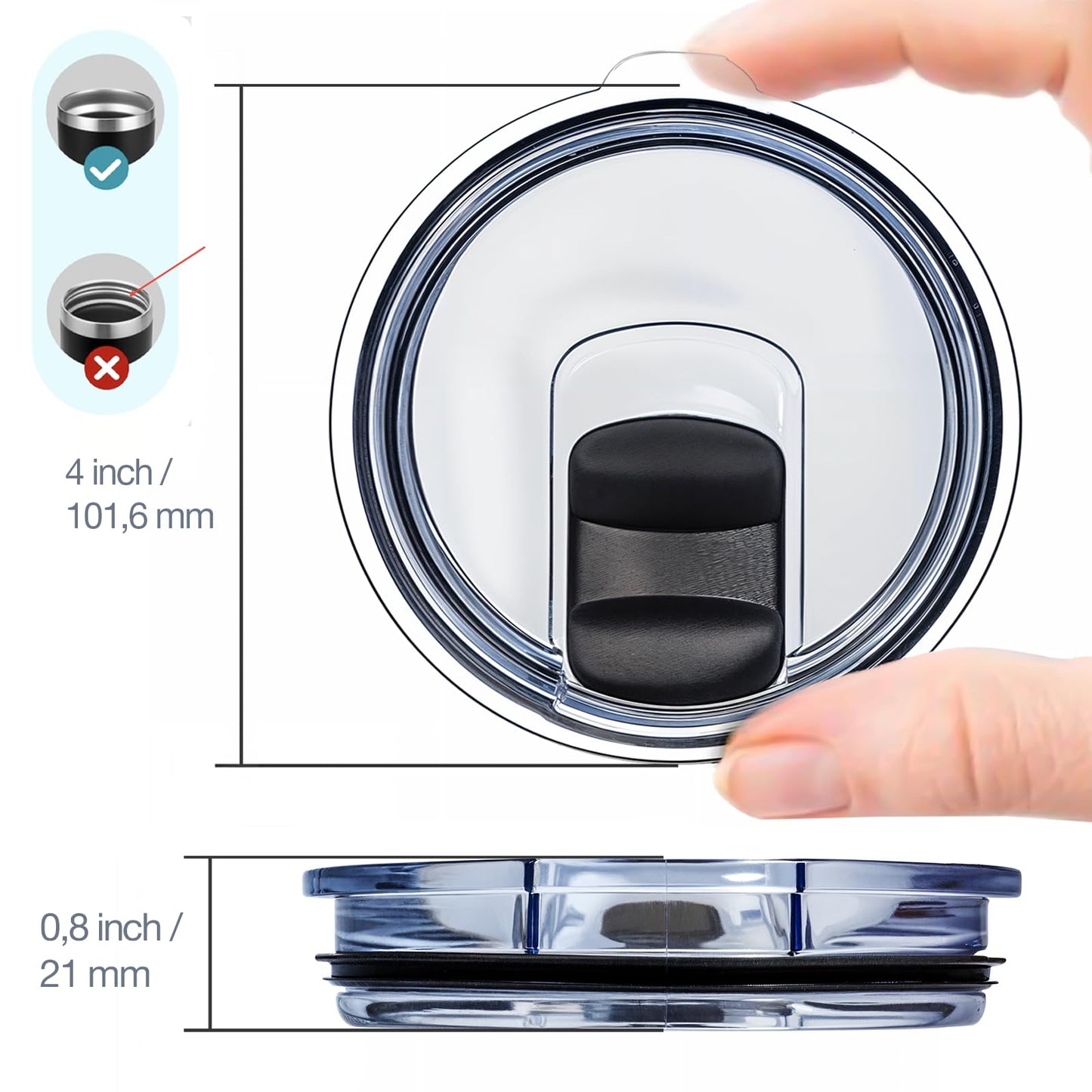 2 Packs Replacement for Yeti 30 oz Tumbler Lid, Compatible with Yeti Coffee Cup (14 oz) Mug, Spill Proof Cup Lids Covers with Magnetic Slider Switch, BPA Free – Not Leakproof