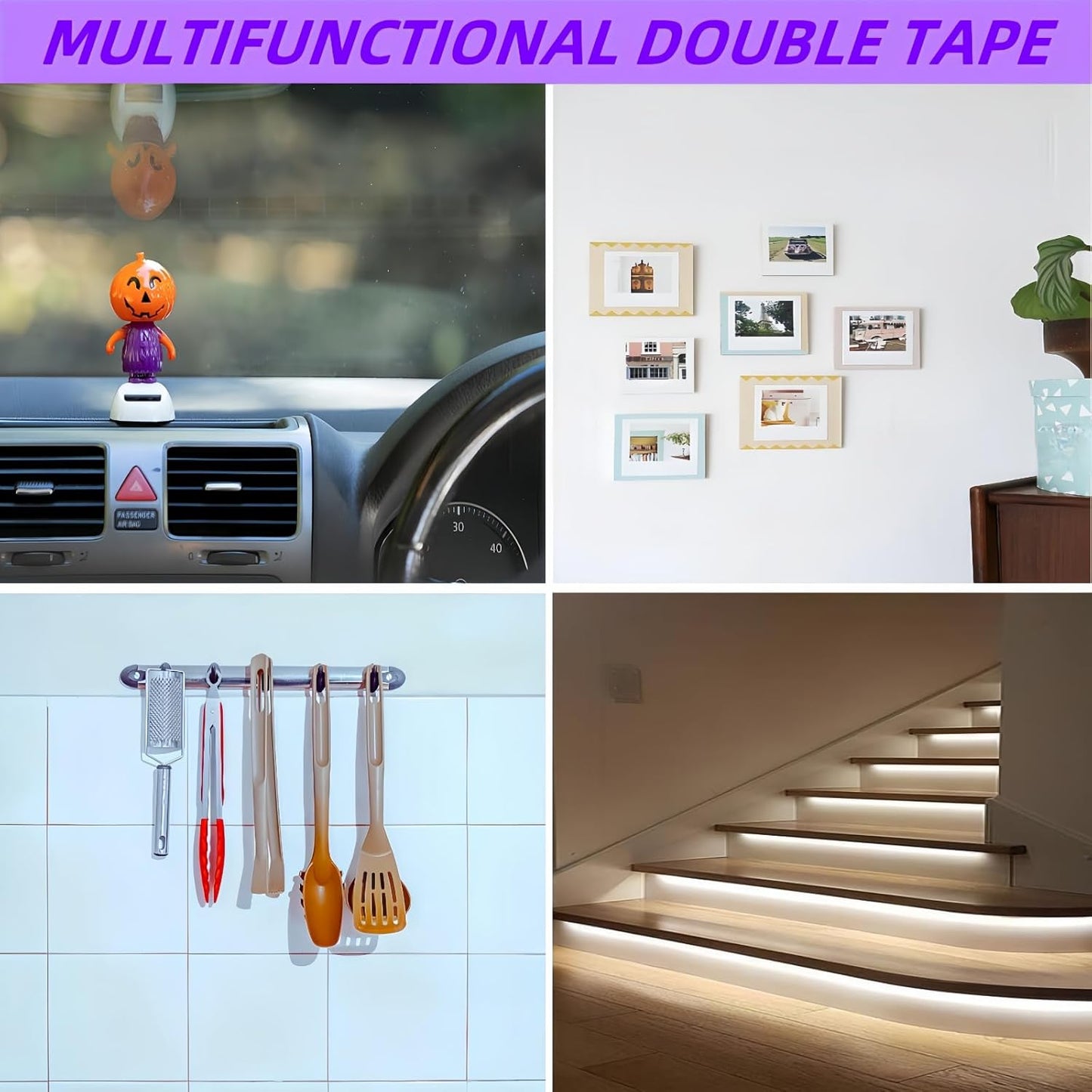 Double Sided Tape Heavy Duty, Mounting Adhesive Tape 1/4 in x 15.4 ft, Waterproof Adhesive Strip Tape for Indoor & Outdoor, Automotive Trim, Garage,LED Strip Lights, Home Decor