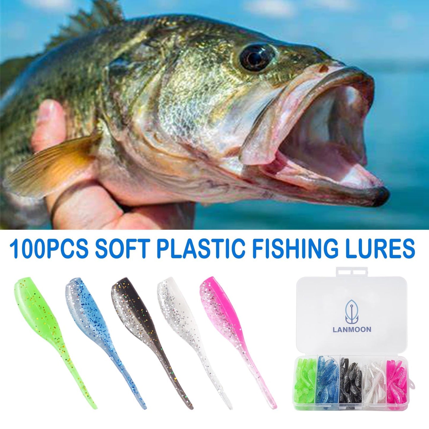 100pcs Crappie Lures Kit, Crappie Jig Heads and Crappie Baits Soft Plastic Fishing Lures for Crappie