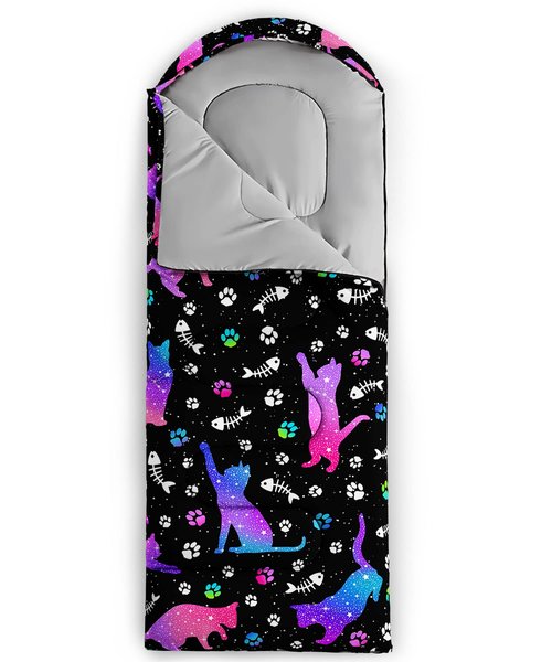 BailiPromise Starry Cat Camping Sleeping Bags,3 Season Warm & Cool Weather,Lightweight Waterproof Sleeping Bags for Adults & Kids,Traveling and Outdoors,Camping Gear Equipment,31x90inch