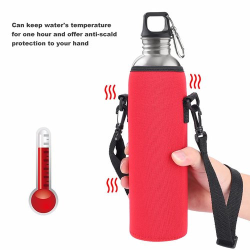 Water Bottle Holder with Strap, 8x24cm Water Bottle Carrier Bag Thermal Sleeve Water Bottle Holder, with Shoulder Strap Bottle Protection Cover for Outdoor Sports