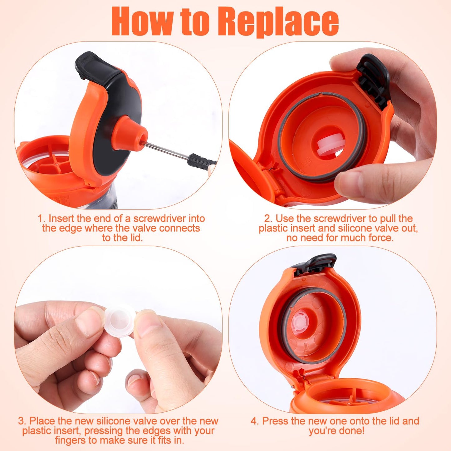 10pcs Lid Replacement Valves & Gasket for Gatorade Water Bottle GX 30oz and Squeeze Bottle 32oz, Bottle Top Dispensing Valves Plastic Insert & Bottle Rubber Seals & Screwdriver for Gatorade Bottle