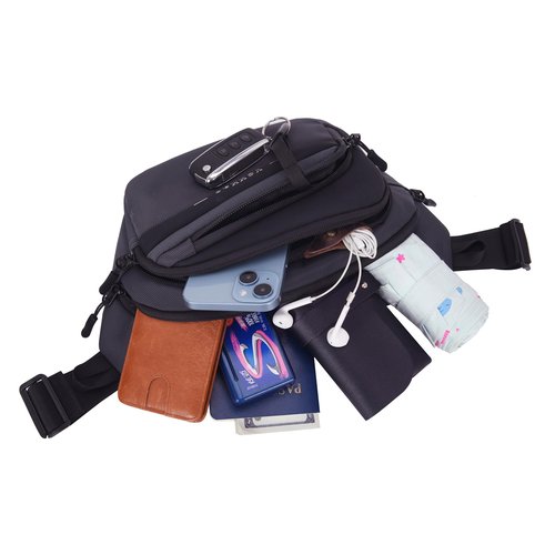 YSHHao Fanny Pack for Women Men Crossbody Bag with Large Capacity Waterproof Bum Bag with Key Holder Belt Bag with Adjustable Strap Waist Pack for Running Travel Hiking Cycling (Grey)