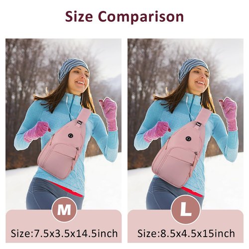 Tuwubi Crossbody Bags for Women Trendy,Sling Bag for Men with Adjustable Shoulder,Travel Essentials Backpack Suitable for Sports Running Traveling Hiking(Pink,Large)