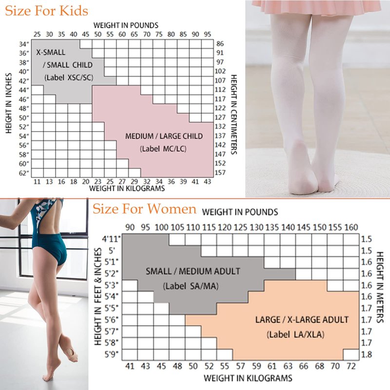 DANCEYOU Dance Tights for Women 2 Pairs Convertible/Footed Girls' Ballet Tights Opaque Leggings for Toddler, Kids and Adults, Tan S