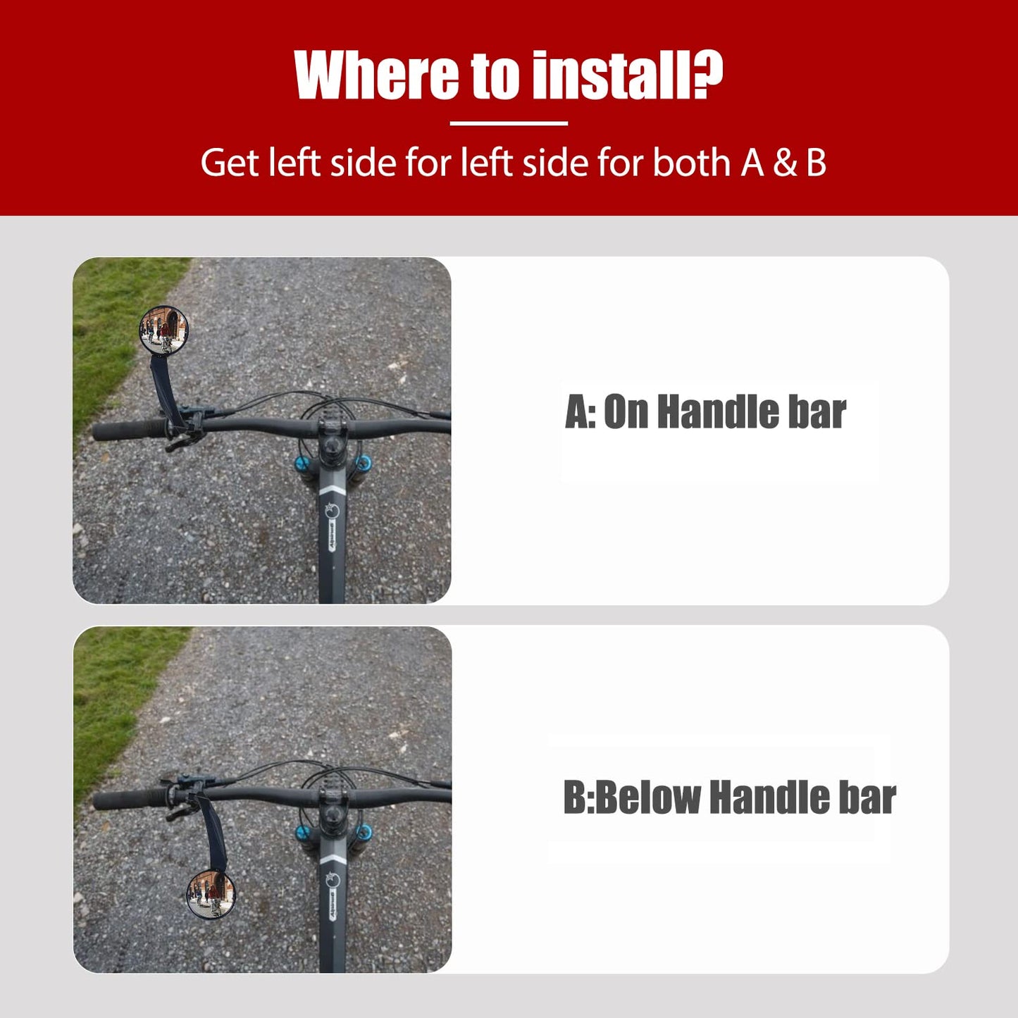 2023 New Left Handbar Bike Mirror, Adjustable Acrylic Convex Lens Ebike Rearview, HD Automotive Grade Scratch Resistant, Rotate Bicycle Mirror for Scooter