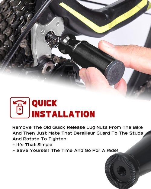 SPTOT Ebike Derailleur Guard Rack Protector Bike Transmission Protection for Most Quick Release Nut Electric Bike Bicycle, Black